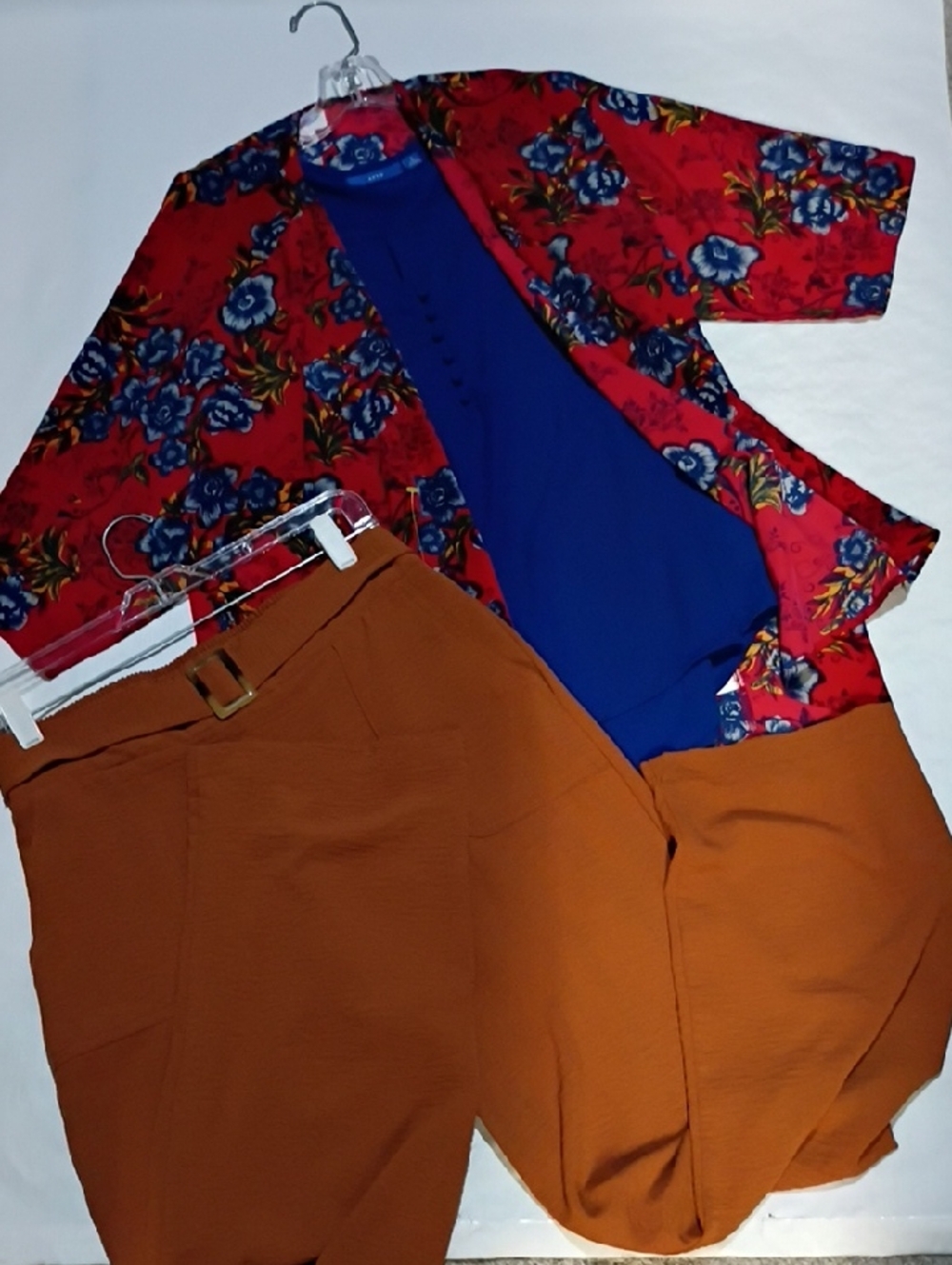 Apt. 9 Royal Blue Blouse with Red Floral Accent